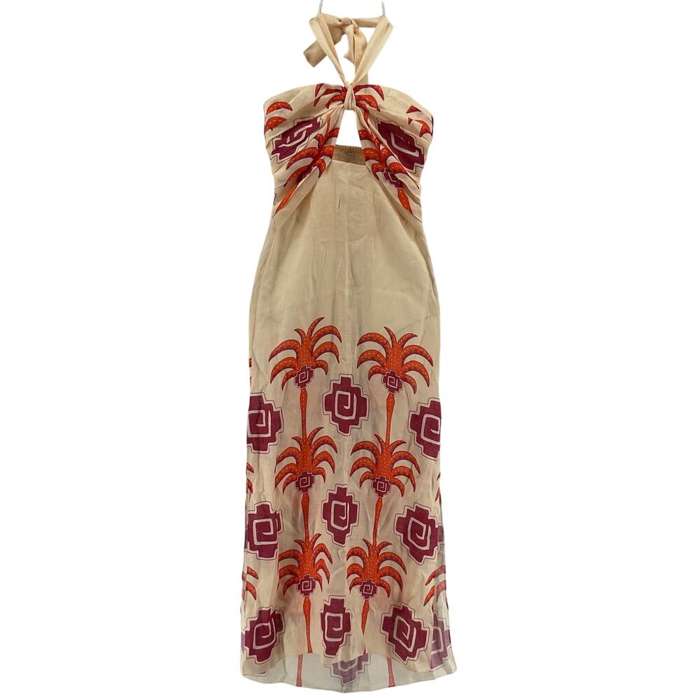 Johanna Ortiz Tropical Ecru Orange Pink Water Adventure Dress Size 0 - Picture 2 of 4